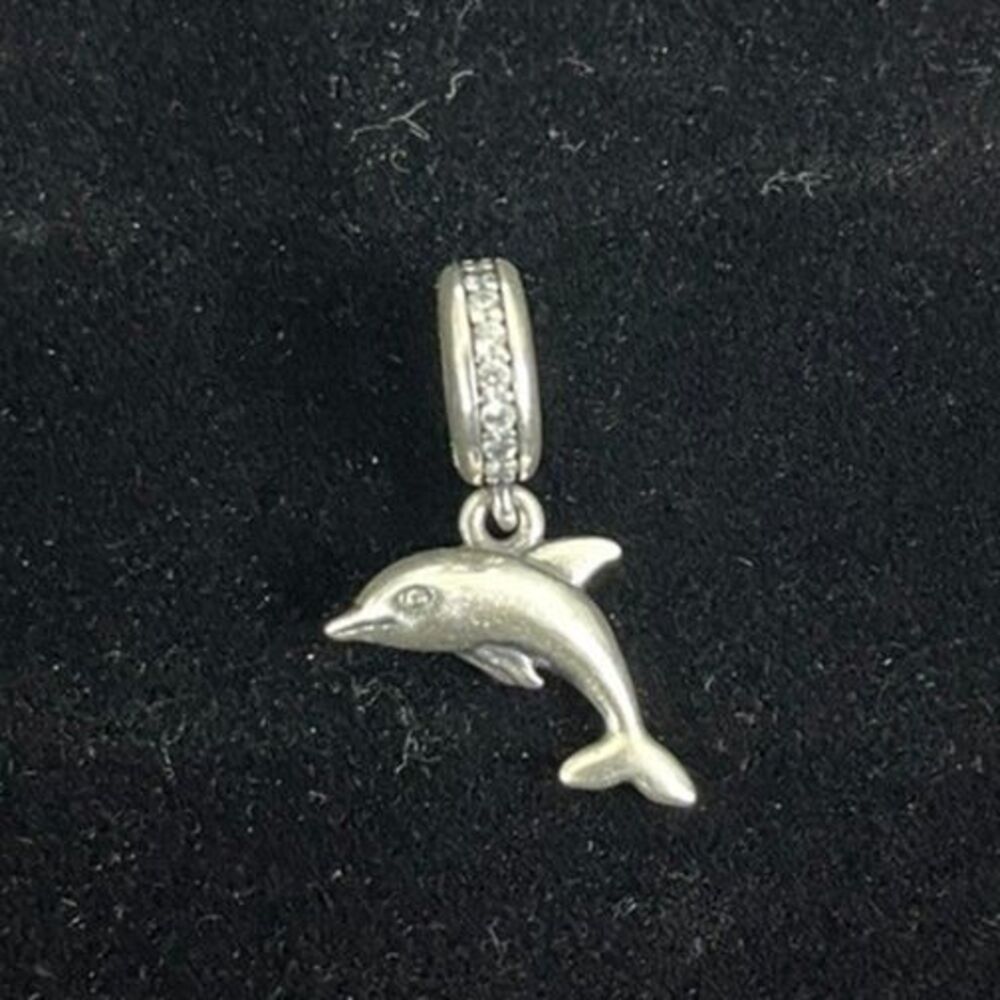 Pandora 925 Sterling Silver Playful Dolphin Dangle Charm 791541CZ